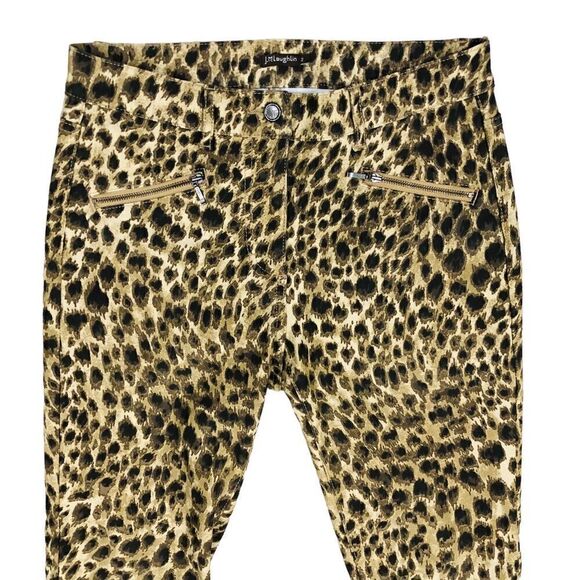 J. McLaughlin YKK Tan Animal Print Ankle Zip Stretching Skinny Jeans 2 NWOT - Picture 3 of 13